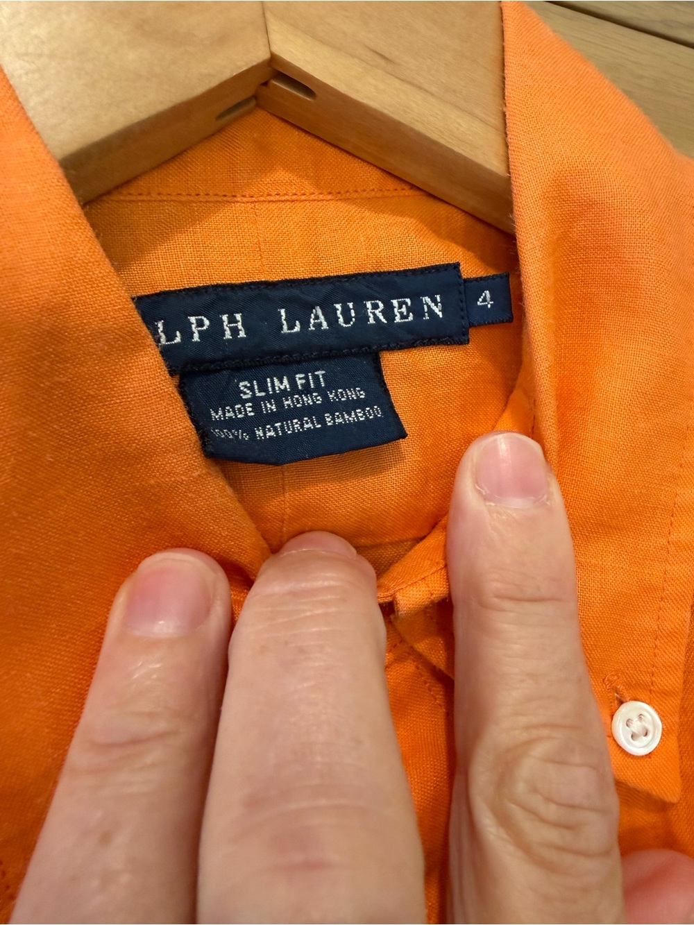 Ralph Lauren Blue Label Orange Button-Down Shirt Polo Pony Bamboo Slim Fit 4 - Picture 4 of 9